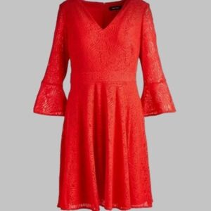 Nine West Crimson Lace Bell Sleeve Dress Size 8 (NWT)